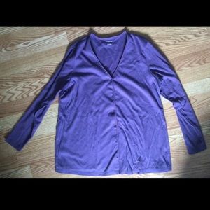 BRAND NEW LANDS END WOMENS PURPLE CARDIGAN V NECK BUTTON SIZE SMALL COTTON SHIRT